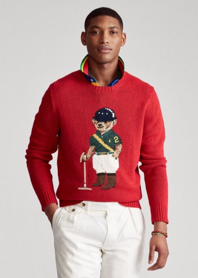 Polo Ralph Lauren Riding Bear Striktrøje Herre Danmark (UWNPJ9782)